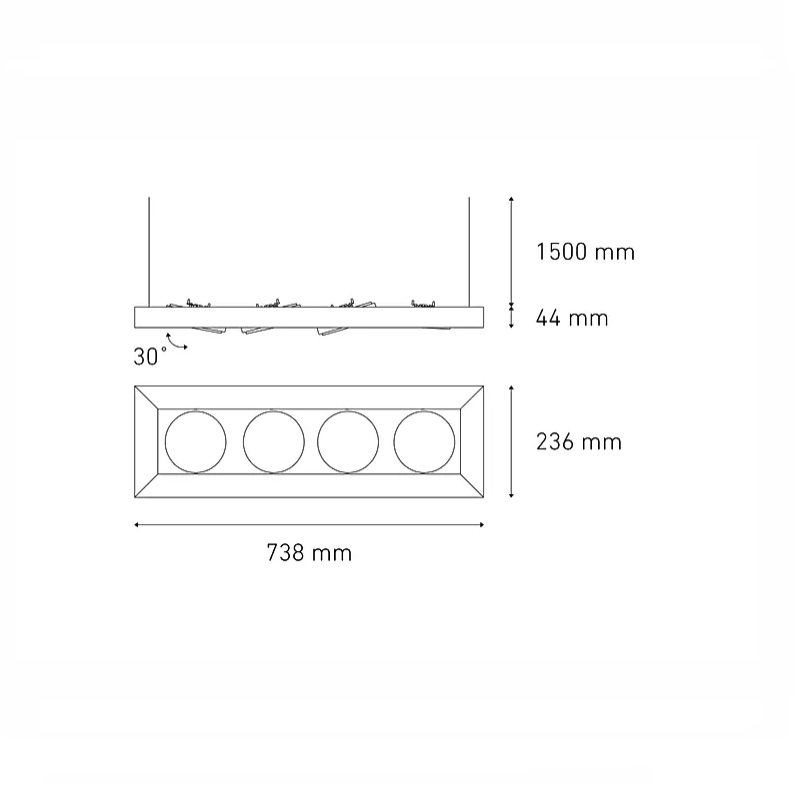 Luminario downlight LED ALPHA SUSPENDIDO IV L LED Negro L5823-300 Magg