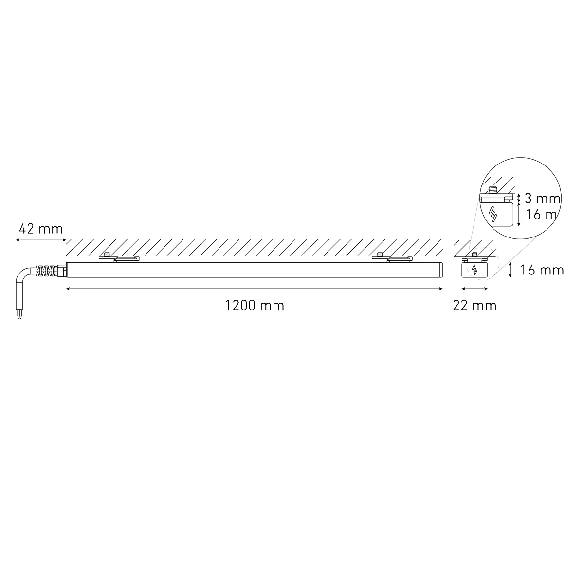 Lámpara lineal tira LED BL FLAT 1200 Potencia media 8W luz cálida 3000K Blanco L6436-1E0 Magg