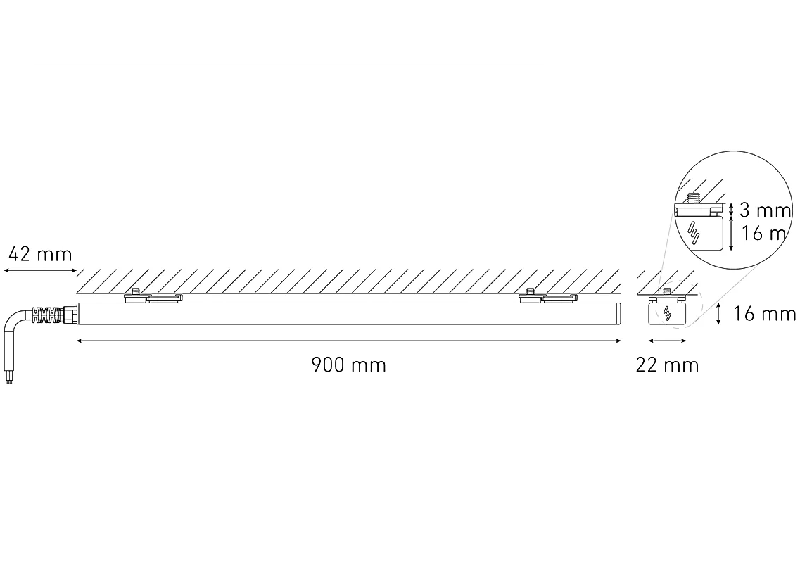 Lámpara lineal tira LED BL FLAT 900 Potencia alta 18W luz cálida 3000K Blanco L6442-1E0 Magg