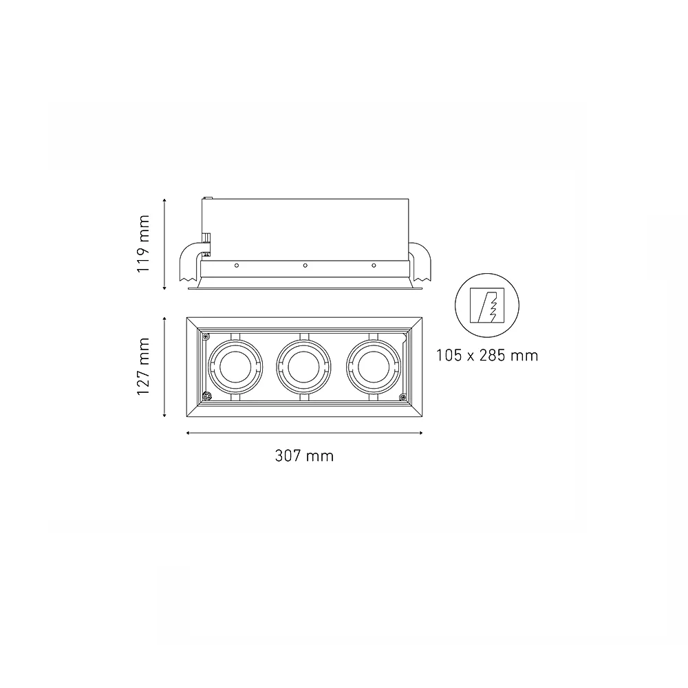Luminario downlight LED POINTS MINI III 25° 24.5W luz cálida 3000K Negro L5907-YIL Magg